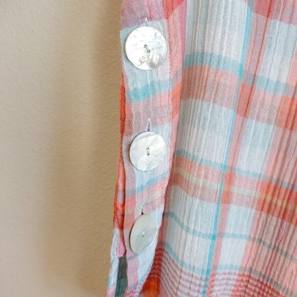 Soft Surroundings Lani Shores Plaid Button-Down Shirt Sz PS - Picture 4 of 9